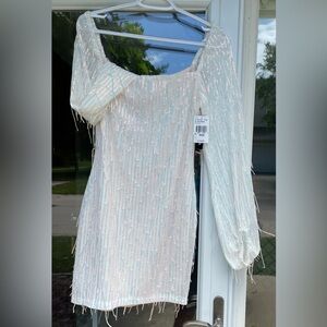 White Iridescent Mini Dress